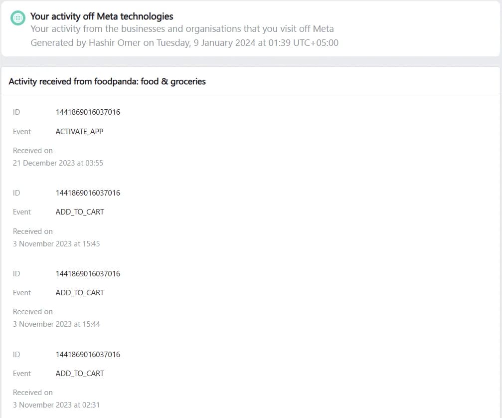 Food Delivery Service Foodpanda sharing what I order