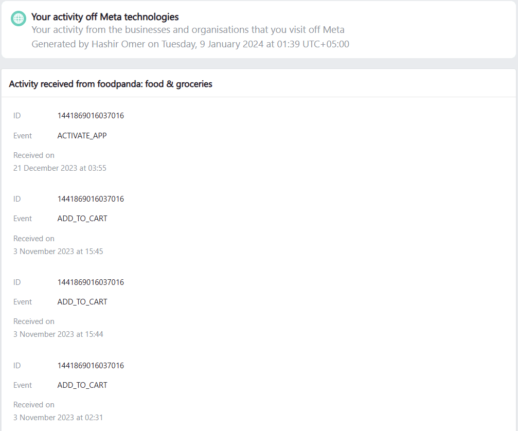 Food Delivery Service Foodpanda sharing what I order